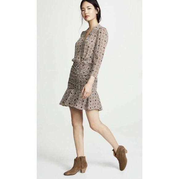 Veronica Beard Dresses & Skirts - Veronica Beard Alamo Dress Womens Size 14 Geometric Silk Ruched Mini $550 NWT